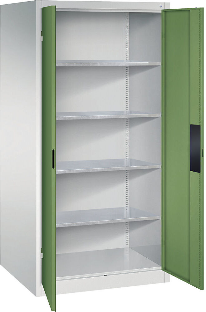 Werkstatt-Schwerlastschrank, Breite 930 mm, Tiefe 800 mm, Tür resedagrün C+P