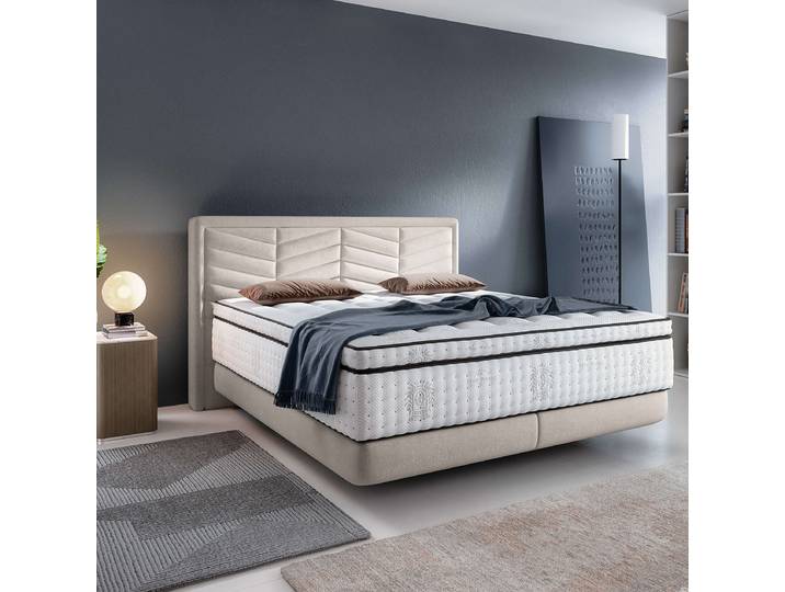 Boxspringbett Steedly 160 x 200cm Chenille Beige/Beige