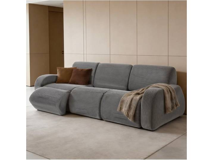 Canape Modulable 3 Places Gris Canape Convertible FloraGrace Pour Salon Ou Appartement Sans Montage 247x115x76cm