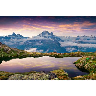 Fototapete PAPERMOON "See mit Bergen im Hintergrund", bunt, B:2m L:1,49m, Vlies, Tapeten