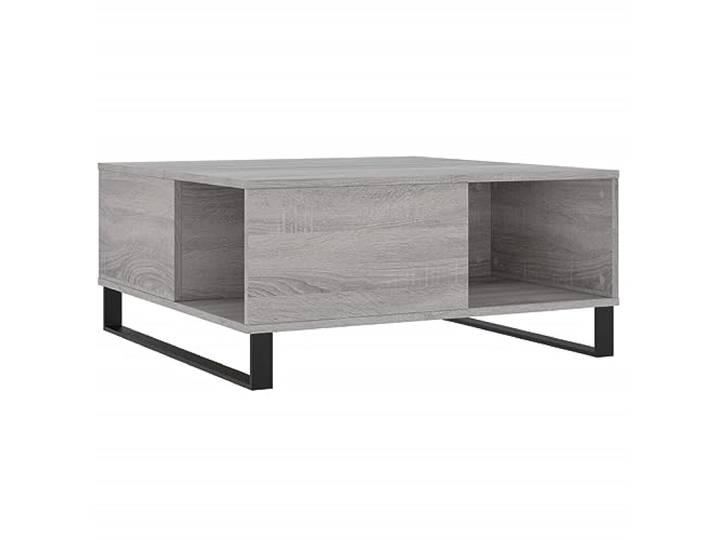 Couchtisch grau Sonoma Eiche 80x80x36,5cm Holzwerkstoff, Metallfüße, starke Arbeitsplatte, Wohnzimmer, moderner Stil