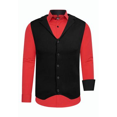 Langarmhemd RUSTY NEAL, Herren, Gr. L, EURO-Größen, rot, 60% Baumwolle, 37% Polyester, 3% Elasthan, mehrfarbig, Hemden, inklusive Langarmhemd und Weste