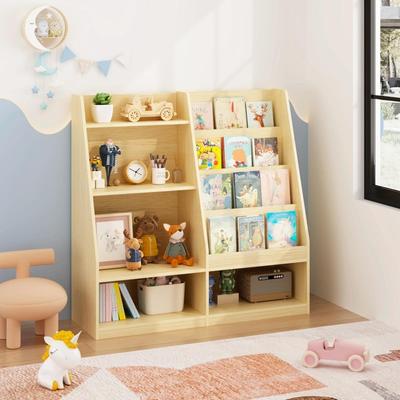 CARMORICO Kids Wooden Bookshelf and Toy Storage Organizer with 4-Tier Shelves