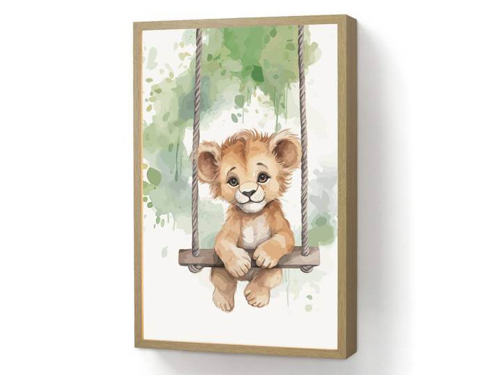 OnlyWow Wandleuchte MIT Akku Löwe - Tier - Kinder - Dschungel 40x60 cm, Weiß, Rechteckig, LED integrated, 40x60x8 cm, Lampen & Leuchten, Innenbeleuchtung, Wandleuchten