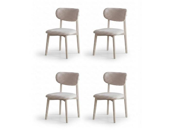 Xlmoebel Sitzgruppe Premium Polsterstuhl Set Beige Modern Bouclé Esszimmer Küchenstuhl, (4-tlg., 4er-Set)