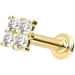 14 Karat Gold Labret mit Innengewinde MOISSANIT-QUADRAT