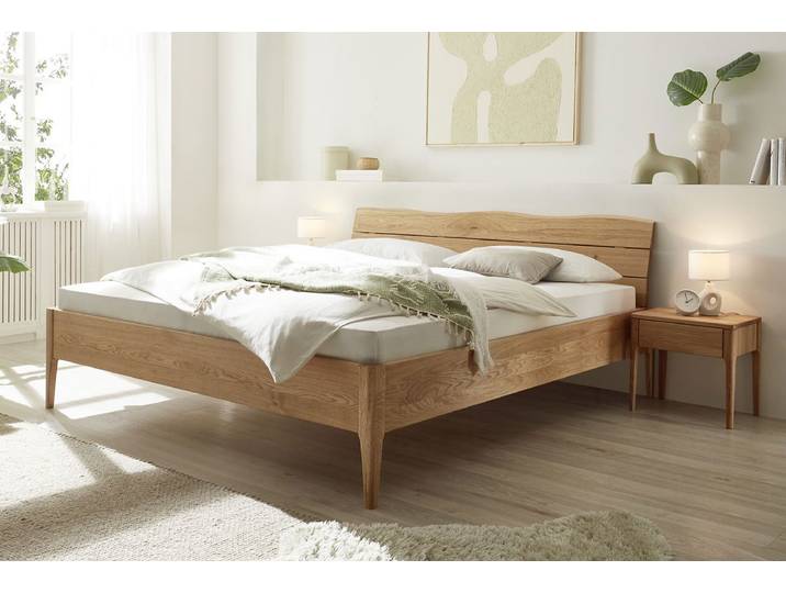 Doppelbett Metallfrei 'Natura Oak I' 200x200cm Wildeiche massiv