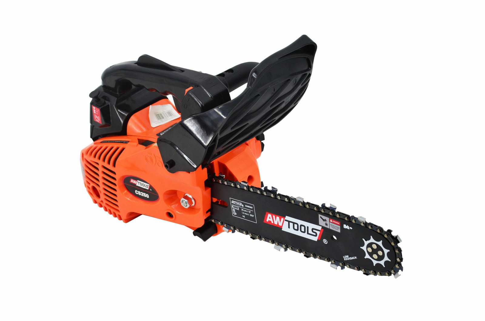 AWTOOLS benzine kettingzaag CS250 met 25 cm zaagblad en 1,22 pk