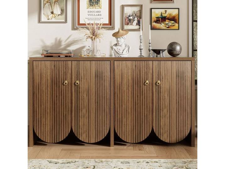 Buffet bas - PDZZZD - Élégant en noyer - 4 portes - Étagères réglables - Design contemporain