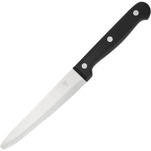 WAS Steakmesser 6 Stück, 13 cm Edelstahlklinge mit Wellenschliff, Kunststoffgriff