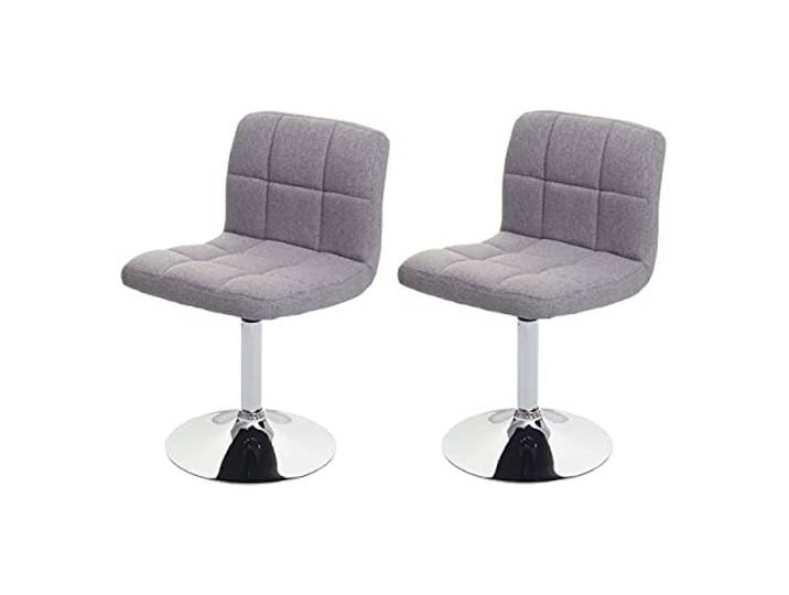 Mendler 2er-Set Esszimmerstuhl Kavala Stoff/Textil Chrom - hellgrau