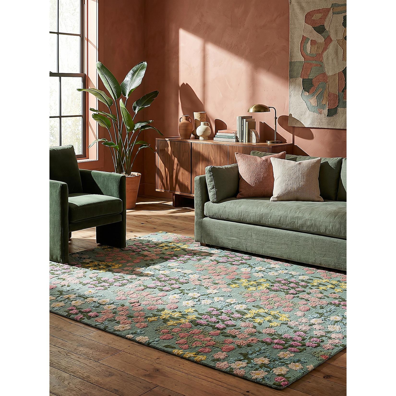 Wollteppich floral Grün-Bunt 120 x 170 cm - VALE Kadima Design