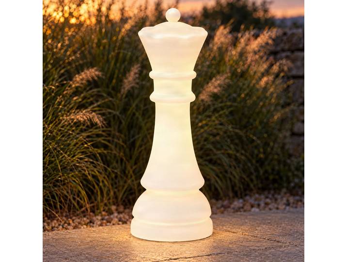 Luminaire de sol LED Gambi, pièce d'échecs « Dame », 80 cm, CCT, IP44 - Lucande - Design - Plastique