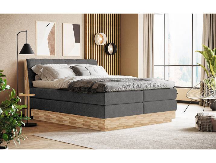 Lit boxspring 180 x 200cm Tissu Oria Gris D2 souple