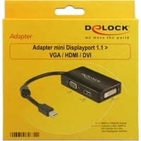 Adapter MiniDisplayport > VGA/HDMI/DVI schwarz, 16 cm