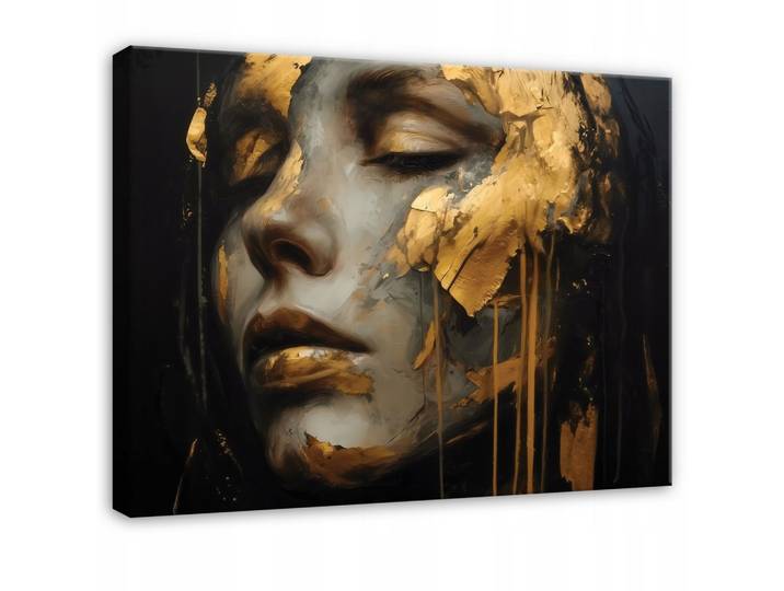WANDBILDER Frau Gold Schwarz Abstrakt 120x80