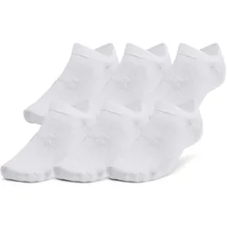 Under Armour, Unisex, Sportsocken, UA Essential No Show 6Pk (32 - 36), Weiss
