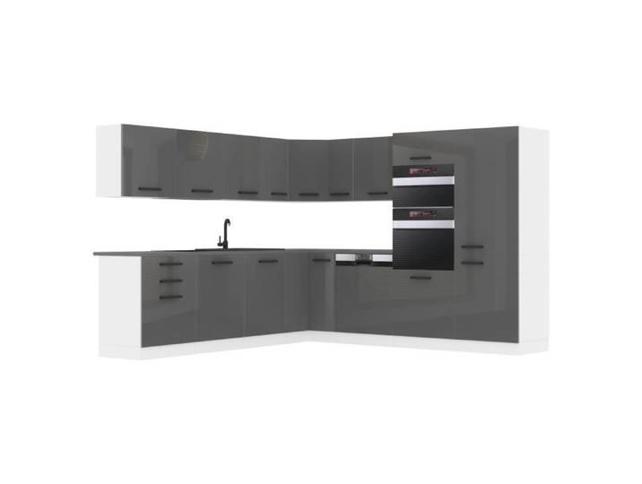 Belini Cuisine Equipee Complete JANE Muebles. L-Forme Cuisine. Cuisine Complete Sans Plan de Travail argent très brillant