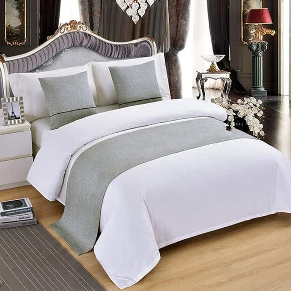 Waterdichte en stofbestendige bedloper voor volwassenen in effekleur, 50 x 240 cm