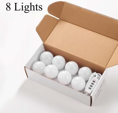 Perfect Picks Market Hollywood LED Vanity Mirror Lights Stick On Kit With Dimmable Color Modes USB Powered 8 Lights