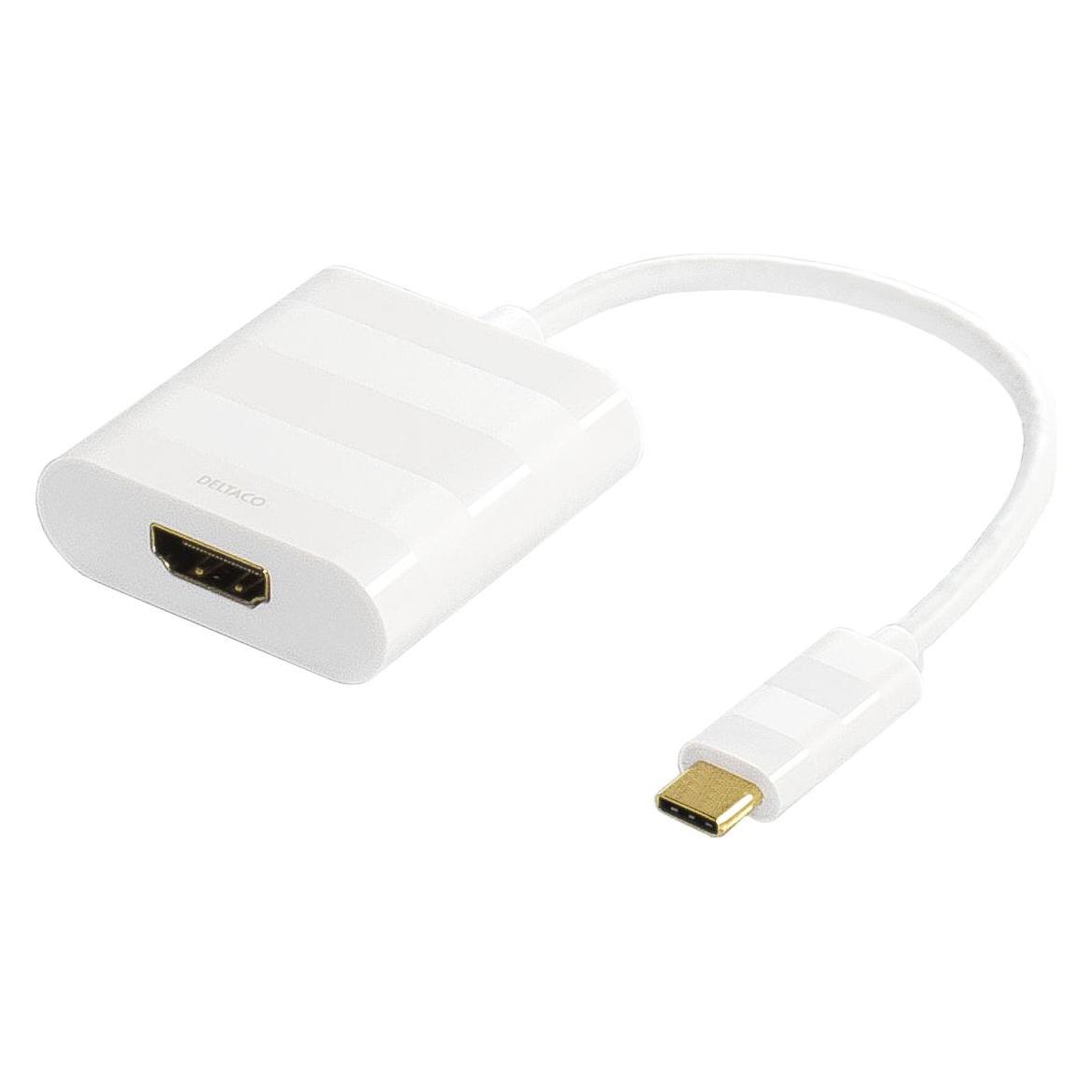 Deltaco Adapter USB 3.1 till HDMI Typ C ha - HDMI ho 4K UHD vit (HDMI) (USBC-HDMI1)