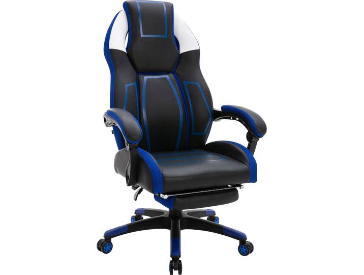 Bürostuhl Clovis Kunstleder schwarz/blau