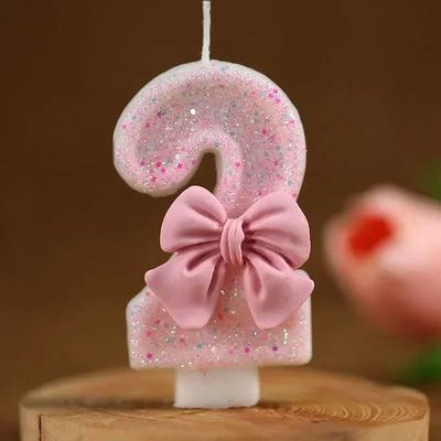 Inspired Living Pink Glitter Number Birthday Candle 3D Cake Topper Candle For Birthday Cakes 0 To 9 2