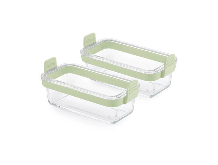Lékué Lékué moule en verre rectangulaire pour air fryer, lot de 2 Transparent