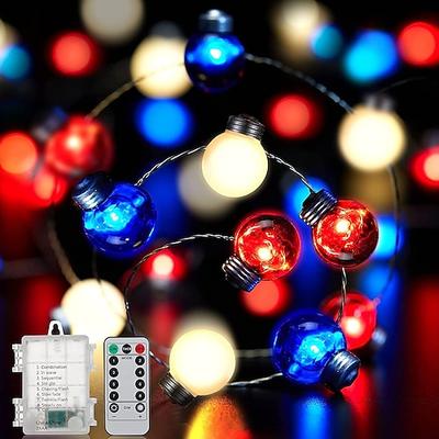 LED Lichterketten 4m/10ft 40led Dekorationen rot weiß blau Lichterkette batteriebetrieben Kupferdraht patriotische Dekorationen