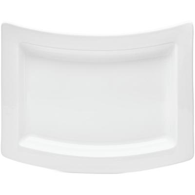 Servierplatte VAN WELL "Platte curved, 27,5 cm, 4 Stück", weiß, B:27,5cm H:3cm L:36,5cm, Steingut, Servierplatten, Servierplatte, spülmaschinen- und mikrowellengeeignet