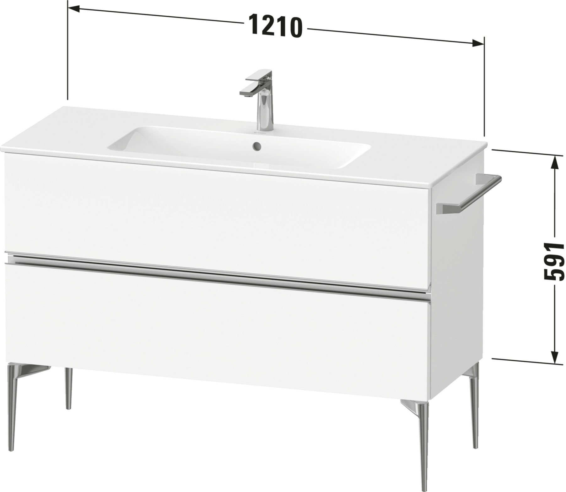 Duravit Waschtischunterschrank boden Sivida 121x59,1x47,7cm, 2 Schub., gra m, G chr (SV4646010490000)