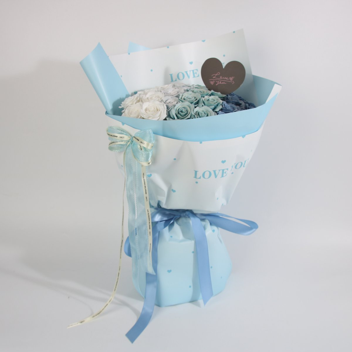 La Roselle Amsterdam Kunstrozenboeket Blauw-Wit met 27 kunstrozen