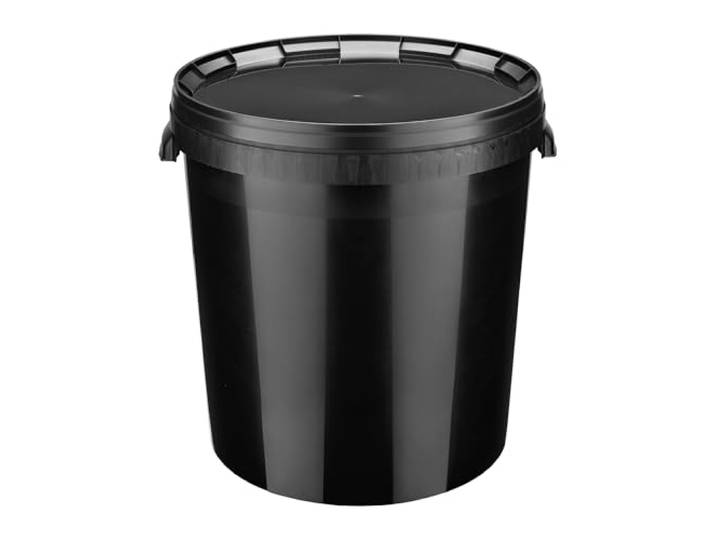 Garronda Eimer mit Deckel 30 L für die Lagerung von Lebensmittel- und Chemischen Produkten Schwarz 100 Stück GD-0117
