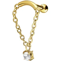 Chirurgenstahl Ohrpiercing BOGEN + KETTE + KRISTALL