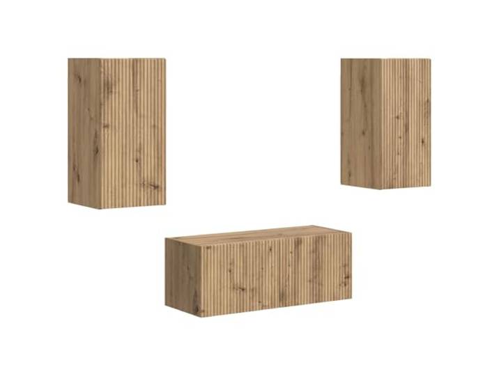 Makastle TV-Schrank Set Artisan-Eiche Holzwerkstoff Wandmontage