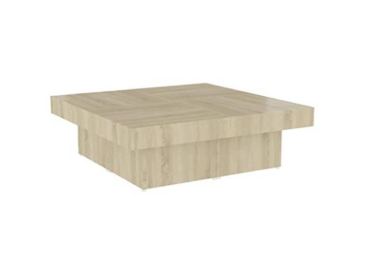Tmriohed Couchtisch Sonoma-Eiche 90x90x28 cm Holzwerkstoff Flacher Kaffeetisch mit viergeteilter Top-Platte für Getränke und Deko, flexibel einsetzbar in Büro, Lounge und Praxis.