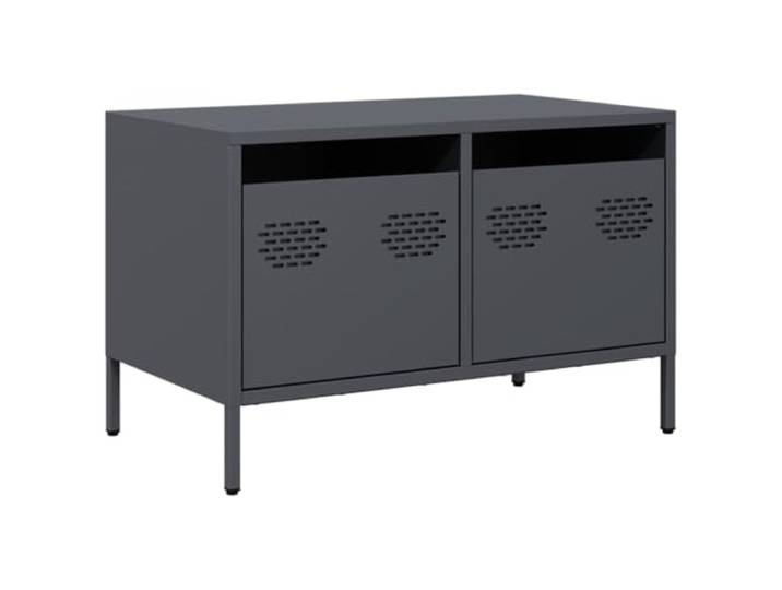 GHVBNMF TV-Schrank Anthrazit 68x39x43,5 cm Lowboard Metall mit 2 Schubladen Kompakter Fernsehtisch aus kaltgewalztem Stahl für Schlafzimmer und Wohnzimmer. Bietet praktischen Stauraum und Stabilität.