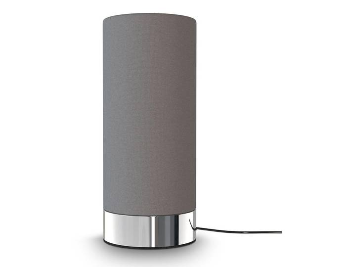 Lampe de table en tissu gris I fonction tactile I 3 fois gradable I E14 I socle chromé I sans ampoule