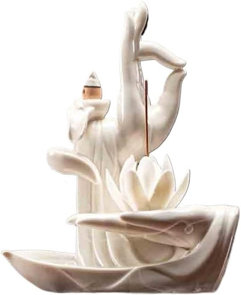 Buddha Hand Lotus Boeddha Beeldje - Keramiek Feng Shui Decoratie voor op tafel