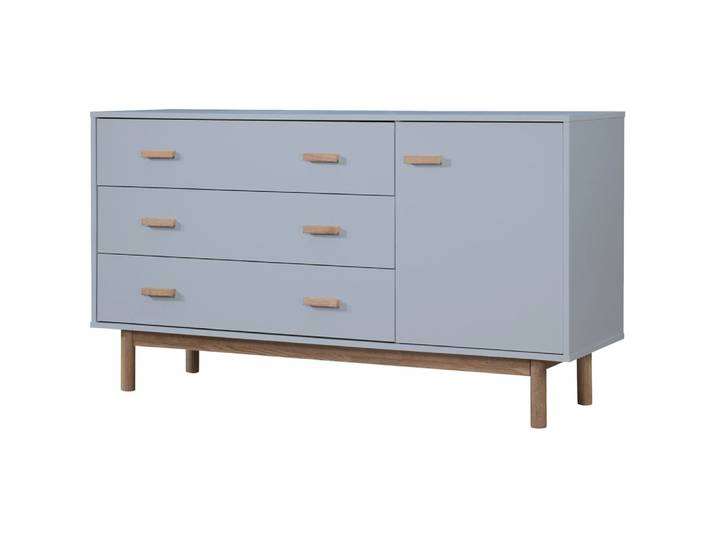 Buffet avec 1 porte 3 tiroirs effet chêne gris