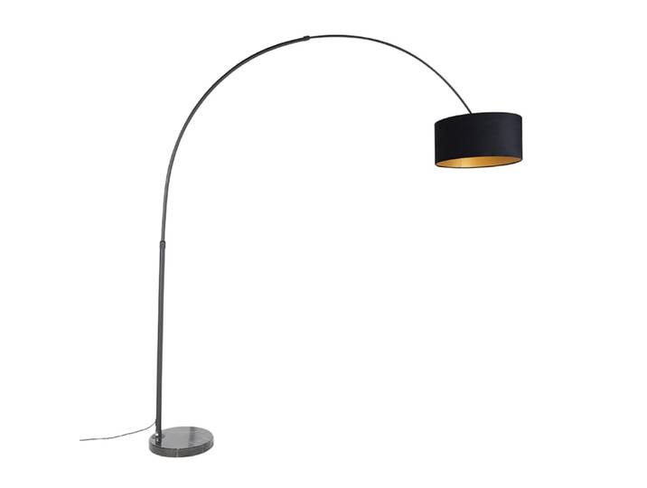 Lampe arc noir velours noir or