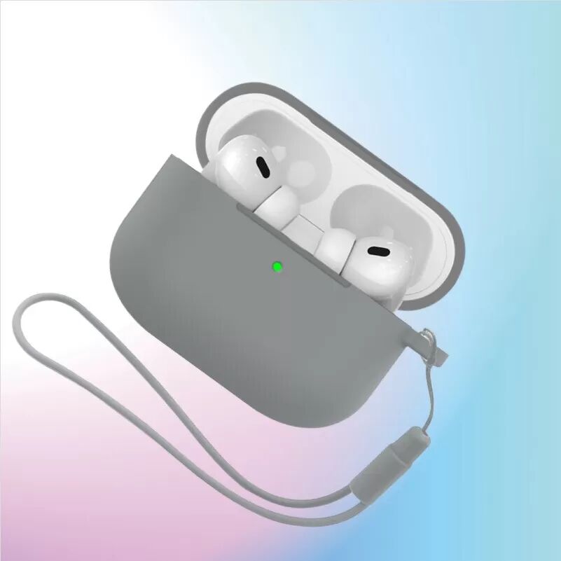 INF Silikon Schutzhülle kompatibel mit Apple AirPods Pro 3 - Zweiteiliges Set Grau