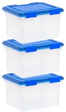 IRIS USA® ULTIMATE CLEAR File Boxes 32 Qt Buckle Lid - Clear - Set of 3