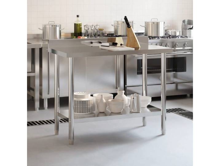 En Promotion Table de travail de cuisine - RUIG-NEUF - PLAN DE TRAVAIL - Pour Hôtels - avec dosseret 110x55x93cm inox 5610802