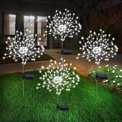 Inspired Finds Solar LED Firework Fairy Light Outdoor Garden Pathway Lawn Decoration For Yard And Events white