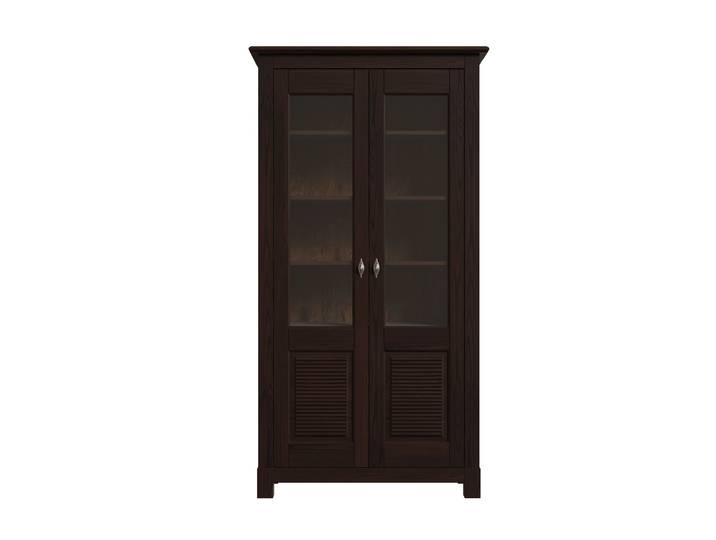 Vitrine OTTO HOME Rauna , braun (dunkelbraun), B:96cm H:180cm T:38cm, Massivholz, Schränke, Vitrine, Aus massiver Kiefer, Türen mit Glaseinsätzen