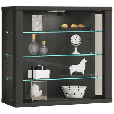Wandregal VCM "Wandvitrine Hängevitrine Glasvitrine Vitrosa S", schwarz (anthrazit), B:43cm T:18cm, Regale, Wandregal