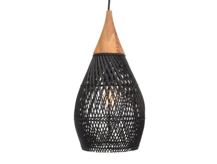 Suspension ''goutte'' 25x25cm en rotin couleur noire et teck