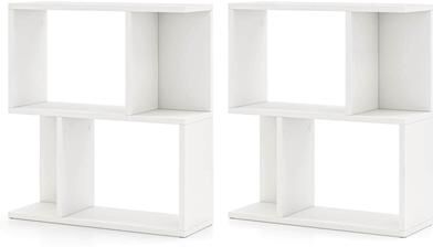 2 PCS Bookshelf 3-Tier Display Shelf Geometric Bookcase