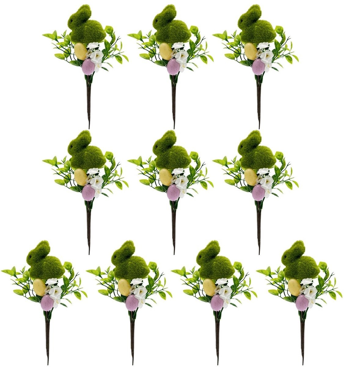Elzusha Set van 10 Kunstmatige Paasbloemen met Konijn